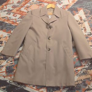 Vintage Grais Jacket Mens 38 Trench Coat Faux Fur Lined Long All Weather Adult